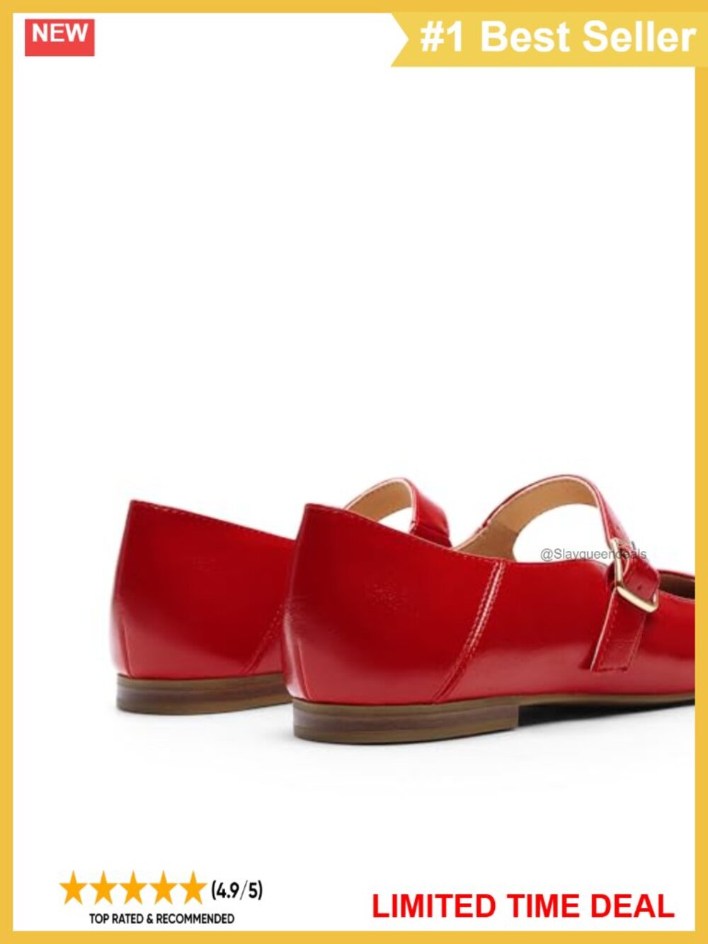 Square Toe Mary Jane Flats Faux Leather Comfort Shoes - Picture 4 of 6